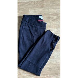 Lila Rose Womens Size 6 Black Faux Suede Pants Zip Hem Straight Leg Poly/Spandex